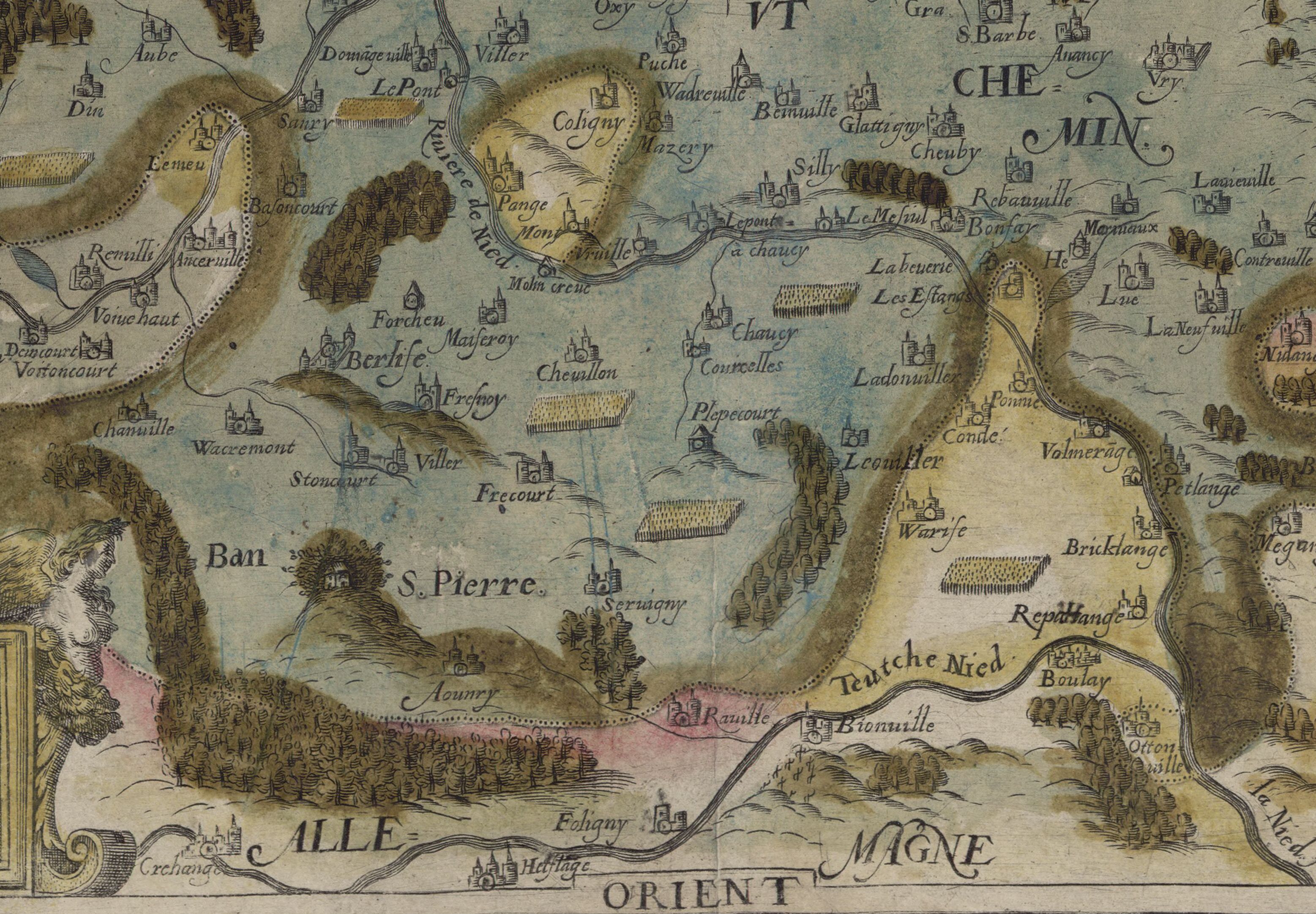 Carte de Abraham Fabert - 1610 - Moulin de Bazoncourt