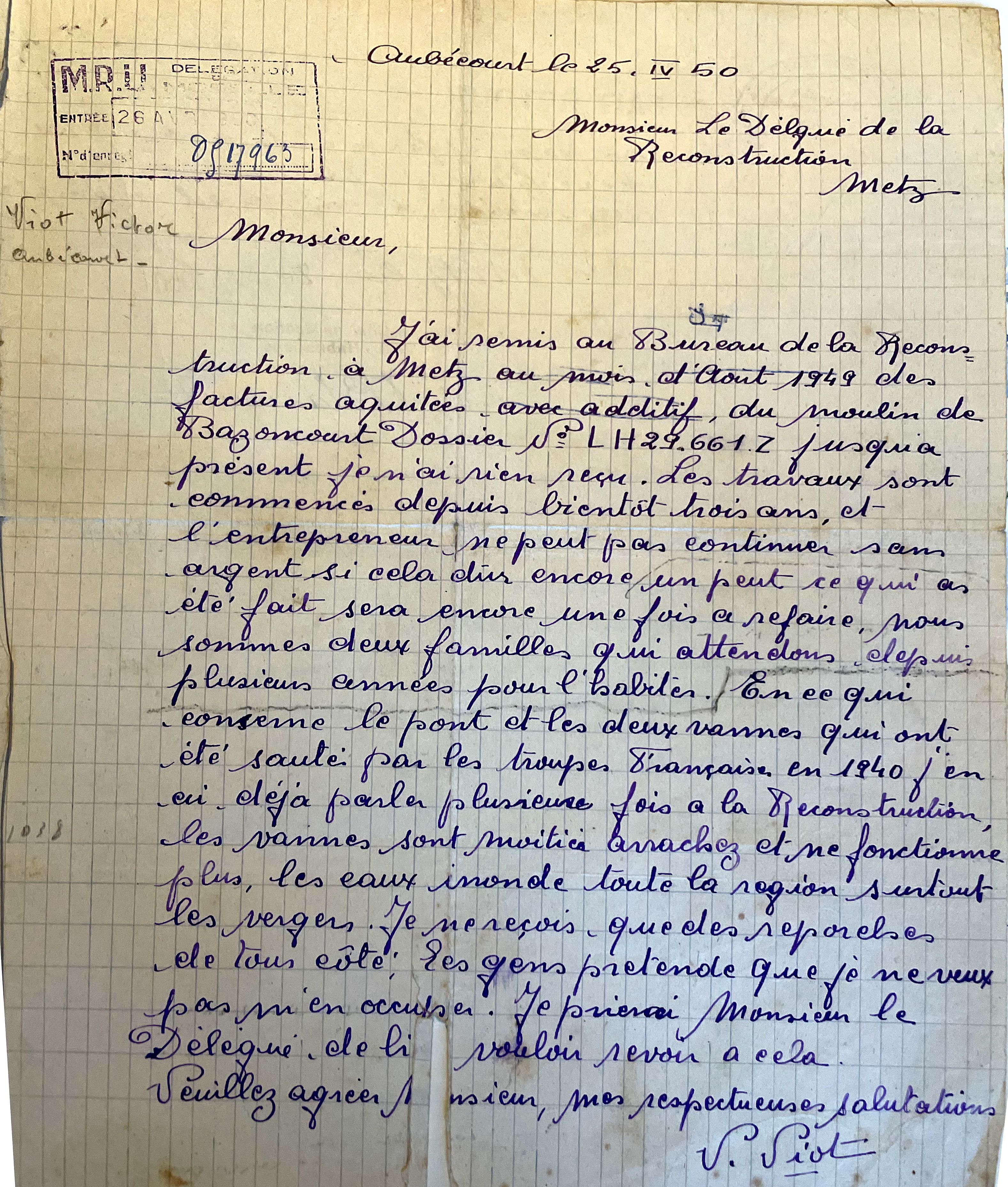 Attestation dommage de guerre