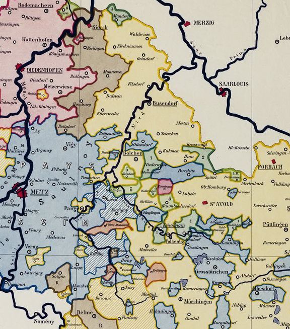 Das Reichsland Elsass-Lothringen nach seiner territorialen Gestaltung von 1648 bis 1789 entworfen von ... Moritz Kirchner