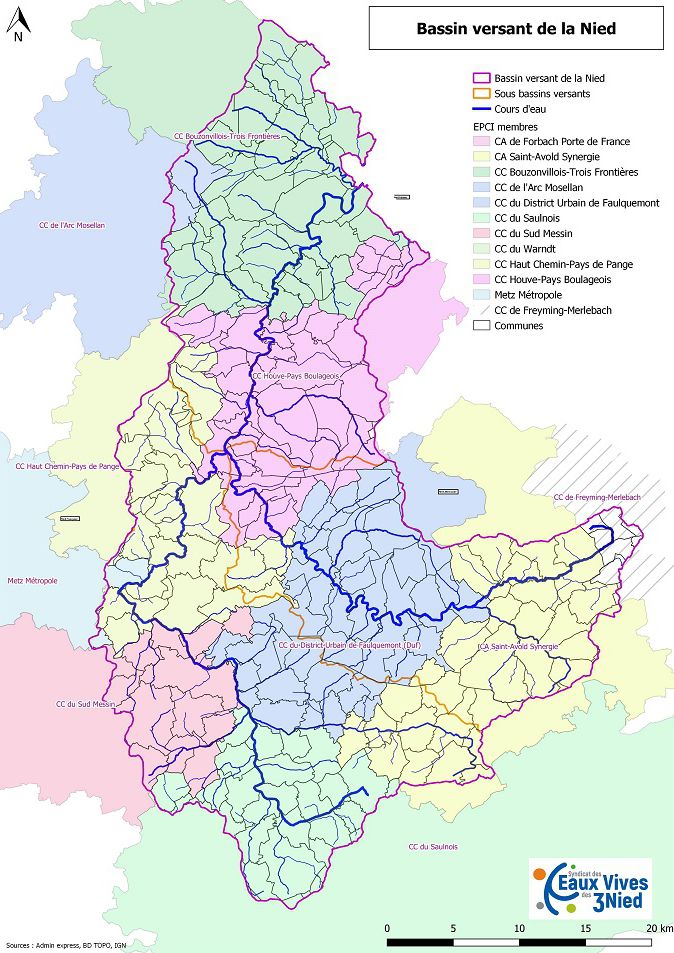Carte du bassin versant de la Nied