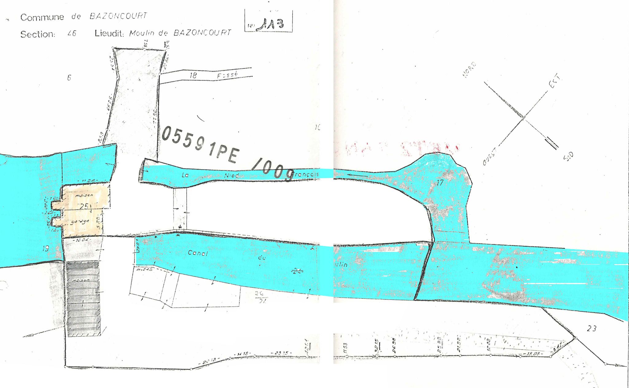 Plan de masse du Moulin de Bazoncourt