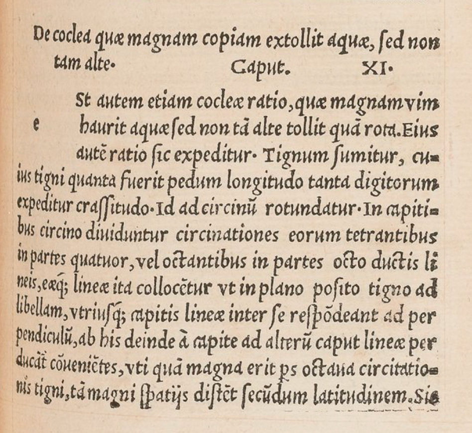 Schéma du moulin de Vitruve